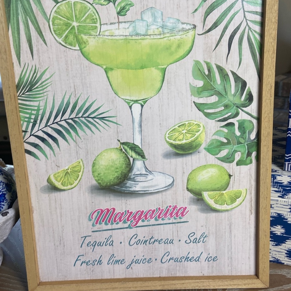 NEW! Vintage Inspired Tropical Margarita Recipe Framed Wood Sign - Picture 6 of 10